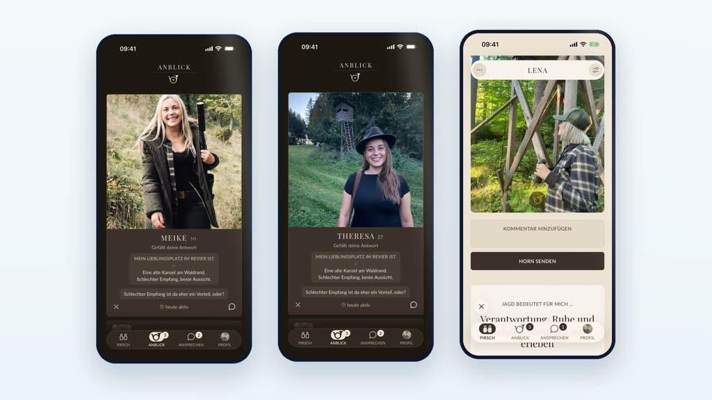 Jagdherz: Vorschau der aktuellen App-Screens