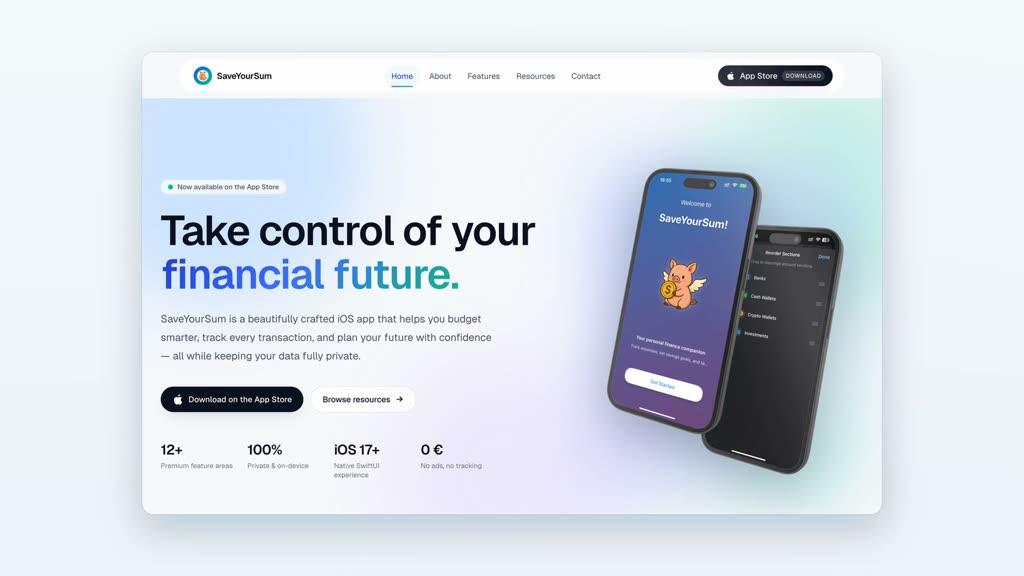 SaveYourSum: echte Projektansichten