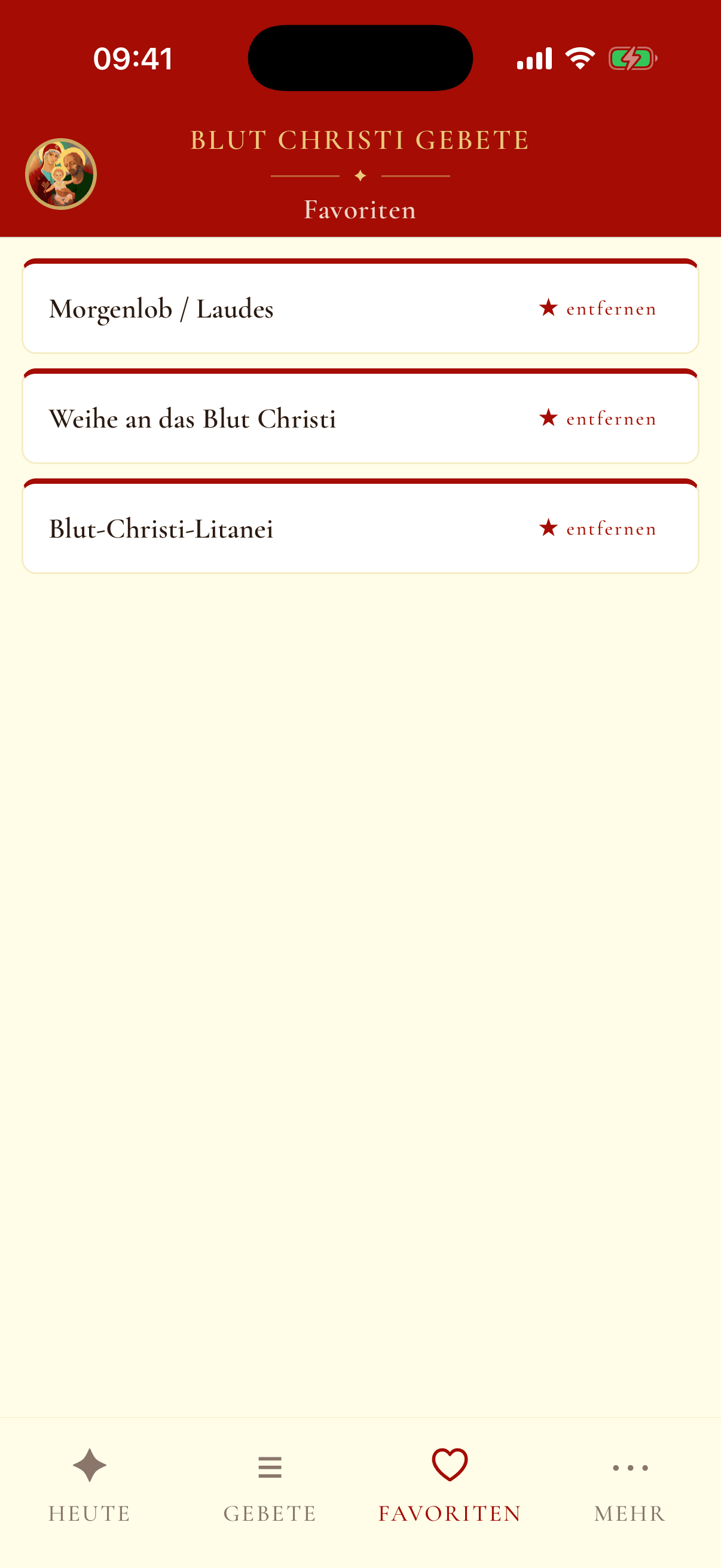 Gebets-App: persönliche Favoriten
