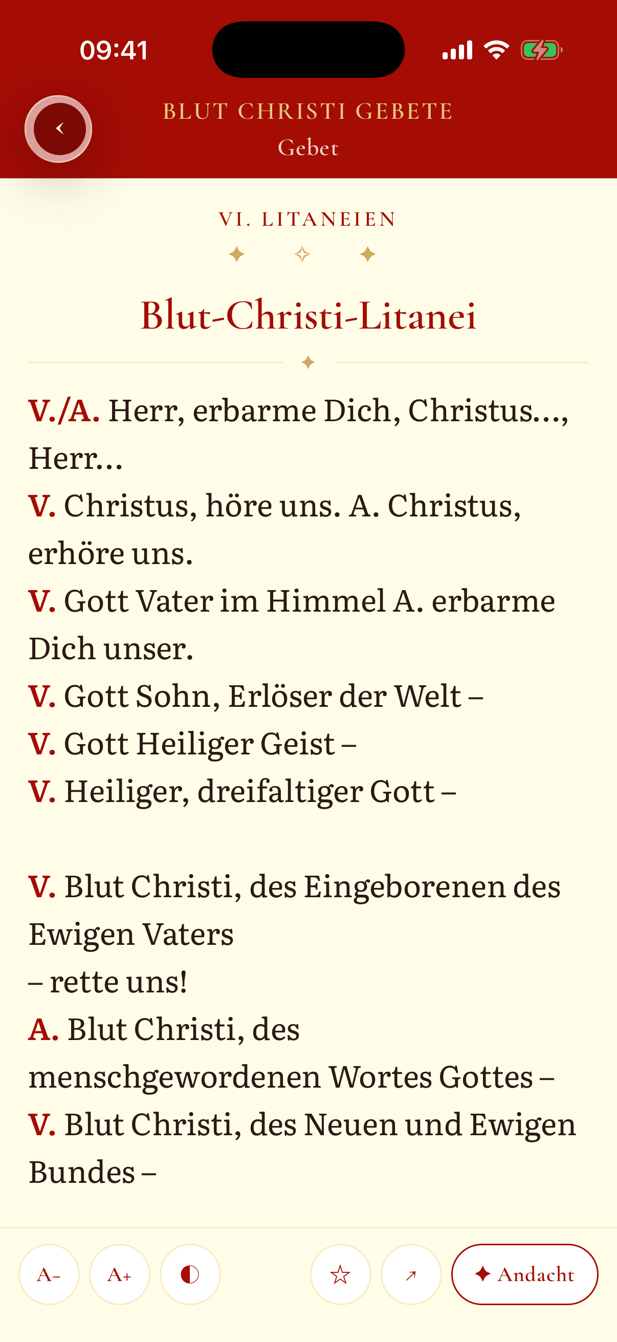 Gebets-App: Detail-Ansicht eines Gebets