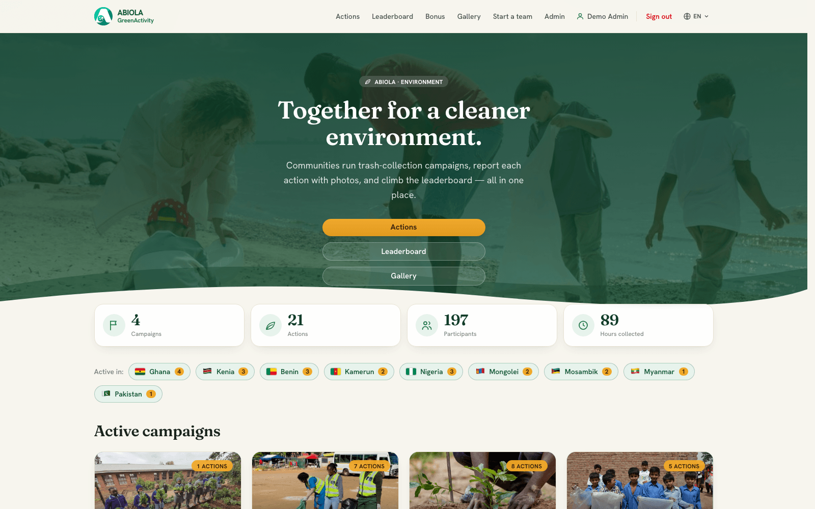 ABIOLA GreenActivity Screenshot