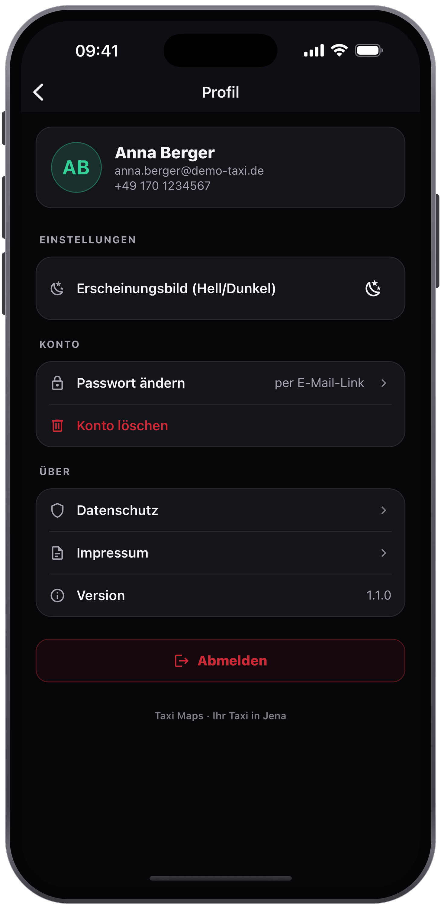 Kunden-App: Konto-Einstellungen und Löschfunktion