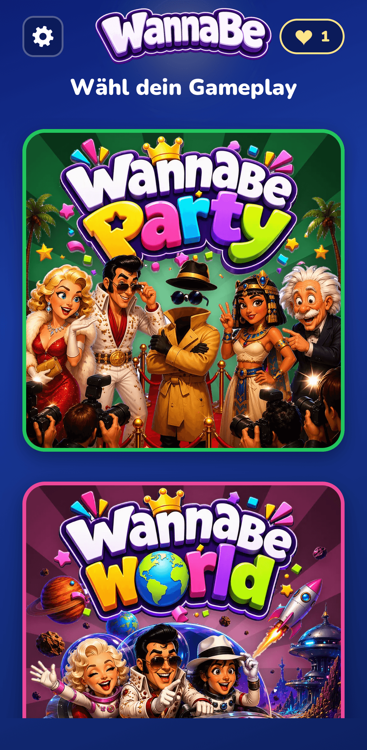 WannaBe: Auswahl der Spielmodi