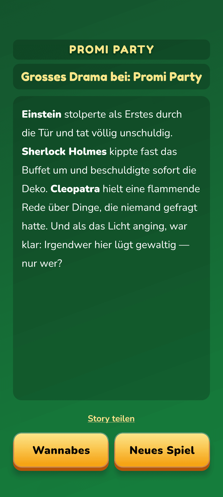 WannaBe: die frisch geschriebene Story wird vorgelesen