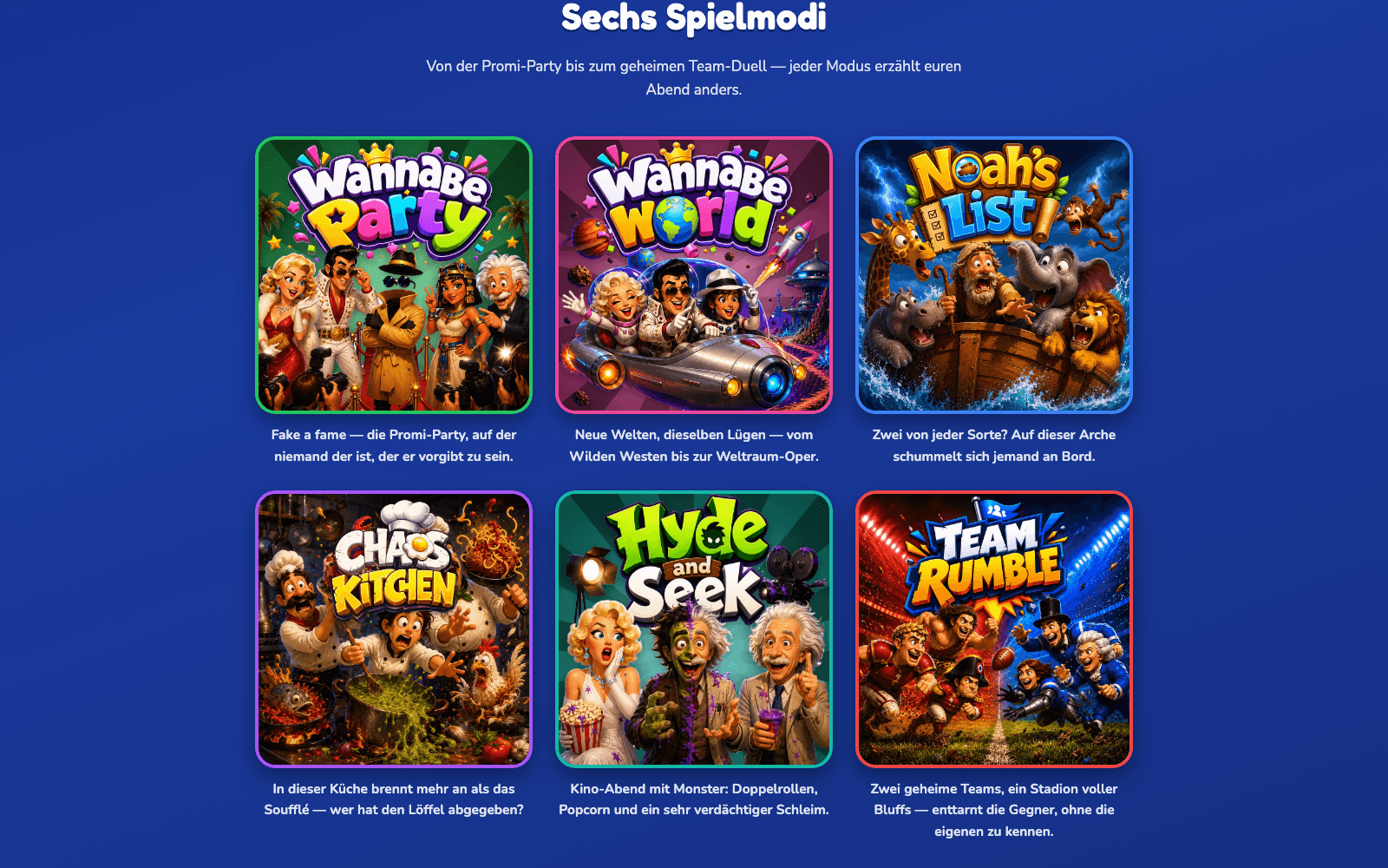DRAMARAMA Companion-Website: die sechs Spielmodi