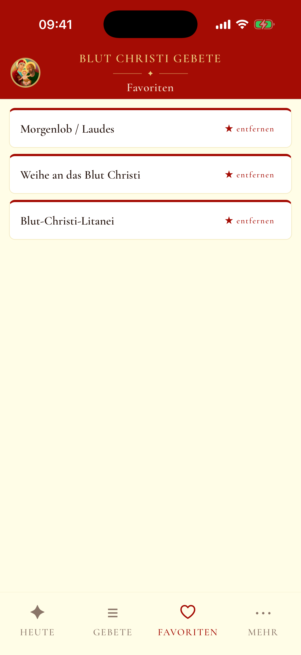 Gebets-App: persönliche Favoriten