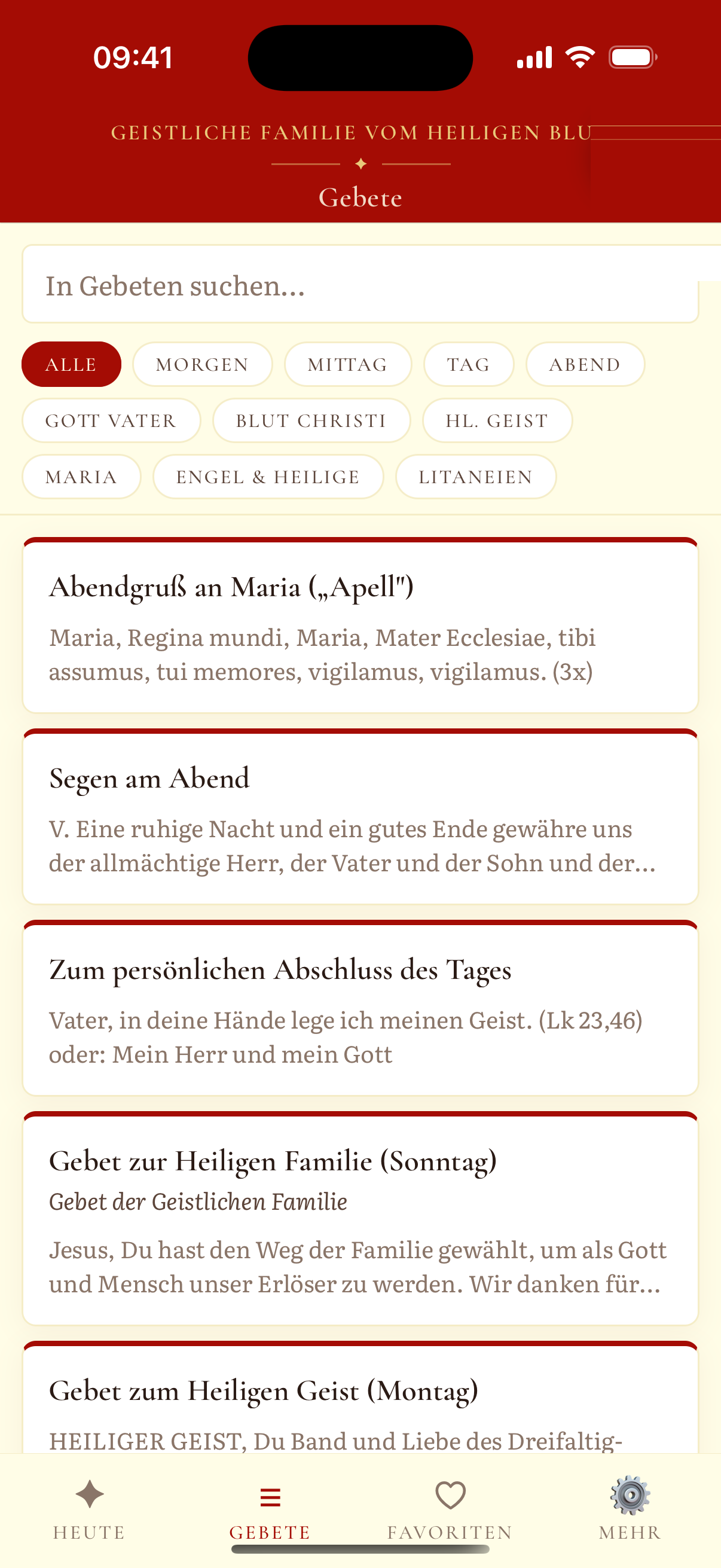 Gebet · Blut Christi – Gebetsschatz