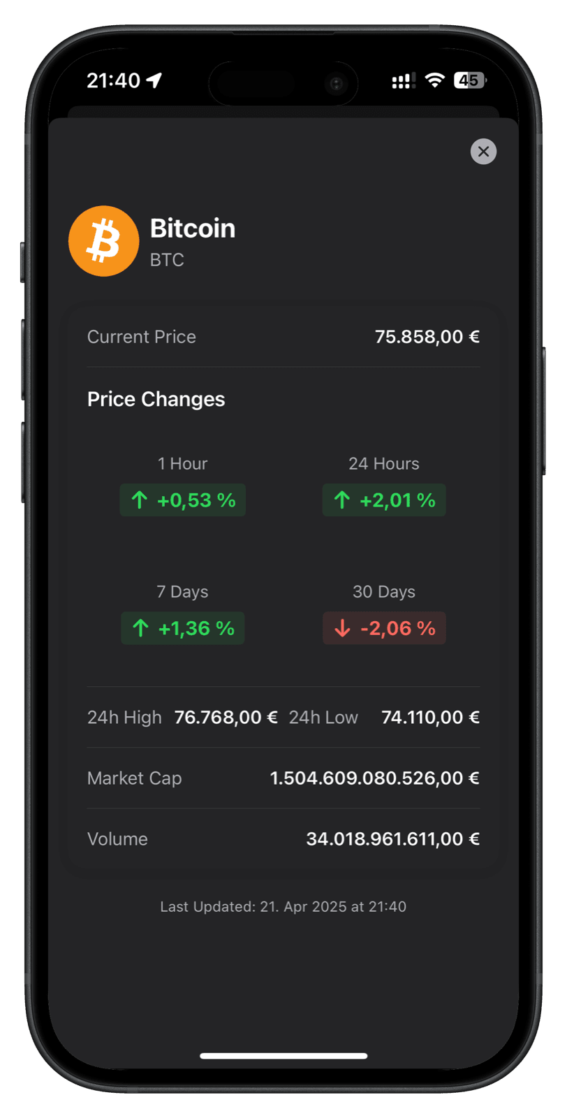 SaveYourSum: Krypto-Portfolio in der App