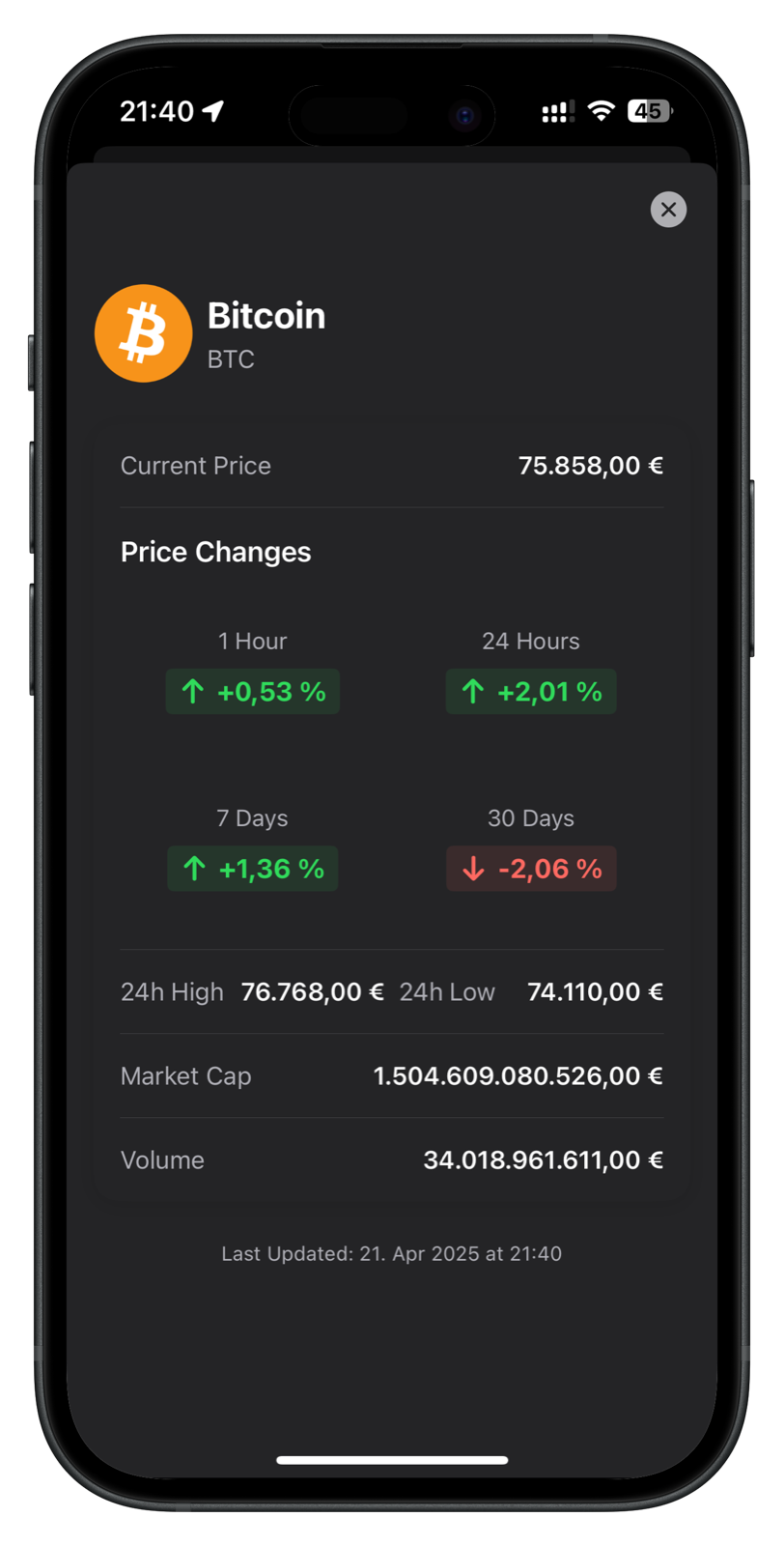 SaveYourSum: Krypto-Portfolio in der App