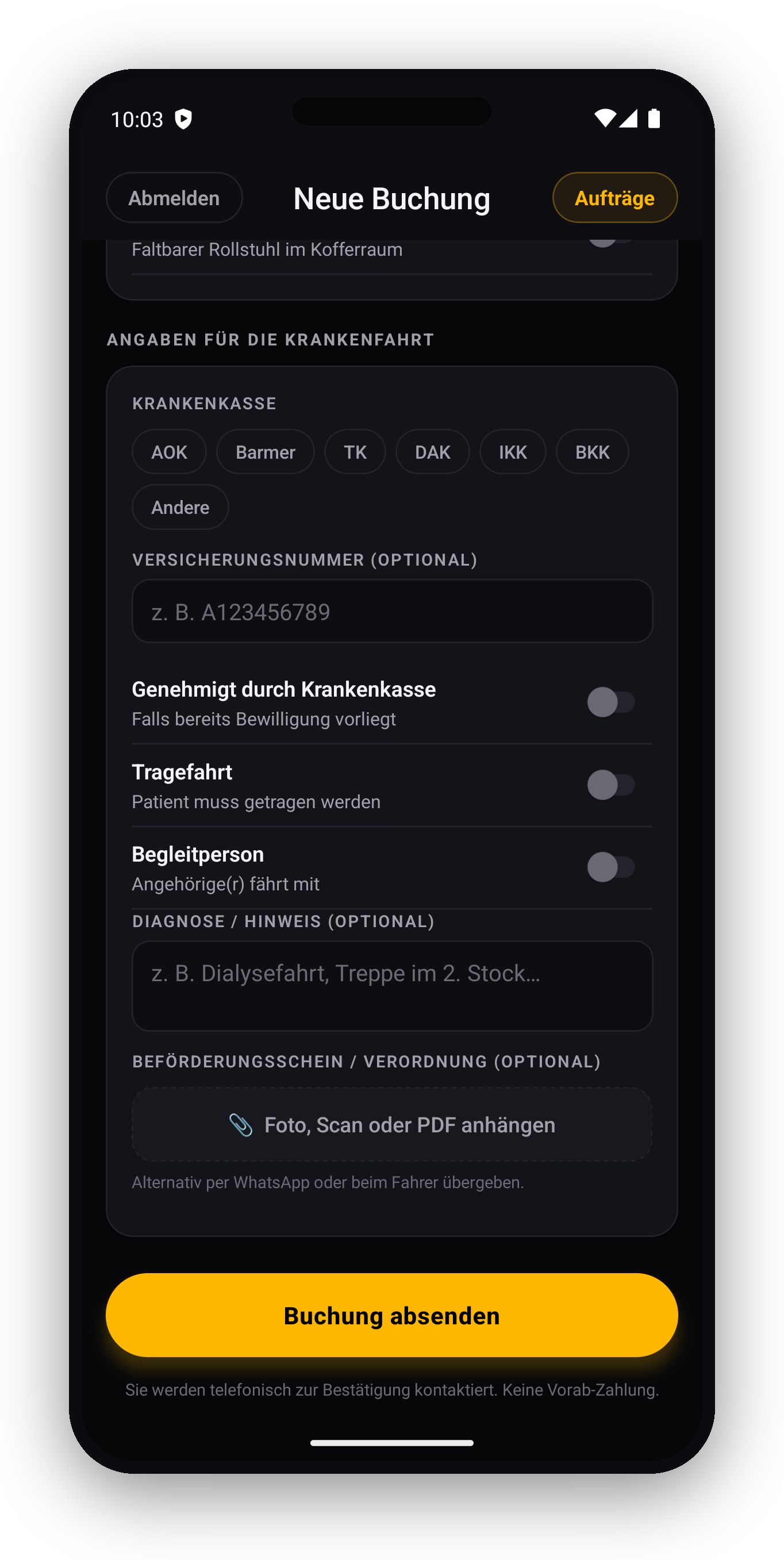 TAXI JENA App – Krankenfahrt